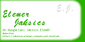 elemer jaksics business card